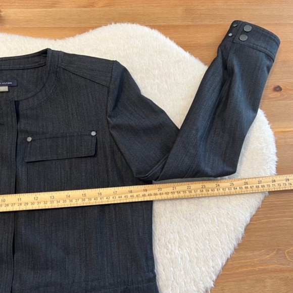TOMMY HILFIGER Navy Blue Light Utility Full Zip Jacket Blazer w Pockets Size 8 - Picture 8 of 9